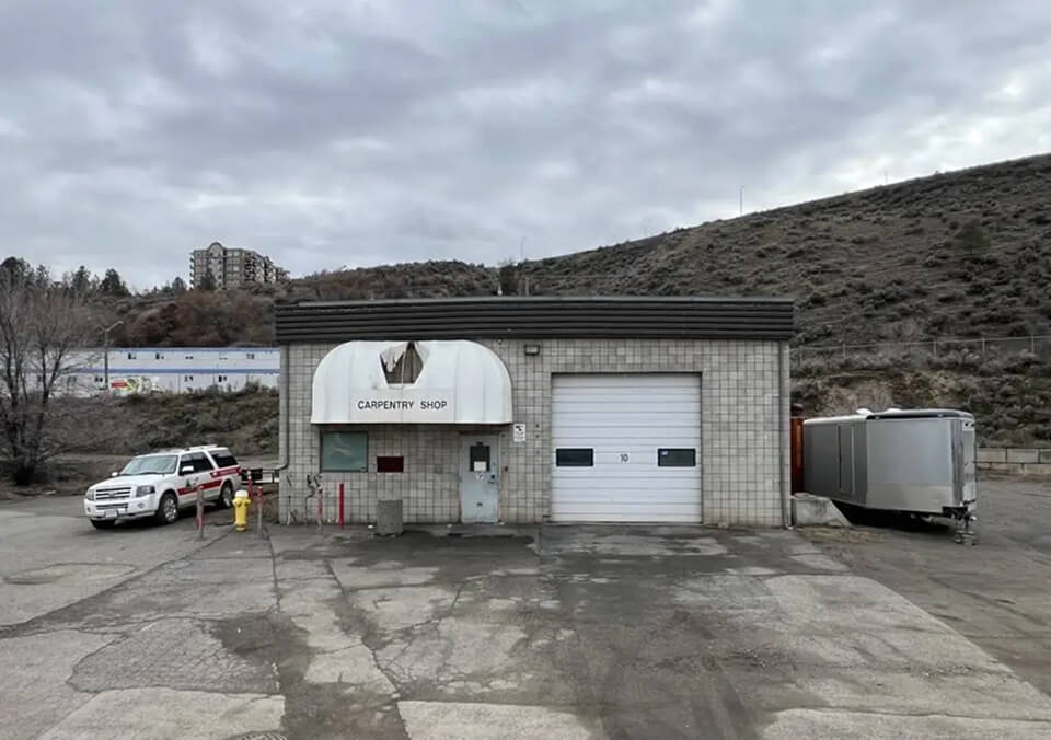 Former Kamloops Search and Rescue facility carpentry shop building used for operations and equipment storage